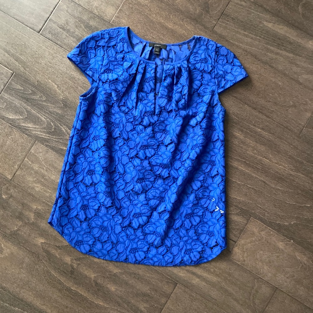 J Crew Cap Sleeve Floral Lace Top